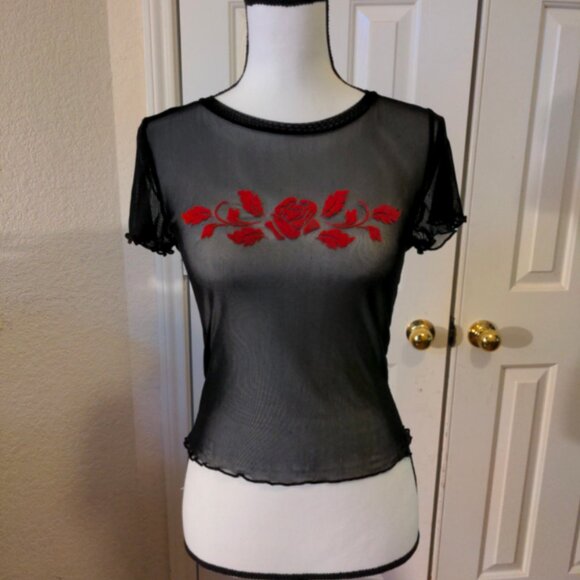 Juniors Bathing Suit Coverup Black Sheer Size Medium Really Cute! - Picture 3 of 4